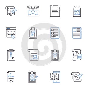 Legal practice line icons collection. Litigation, Arbitration, Mediation, Advocacy, Jurisprudence, Dispute, Jurisdiction photo
