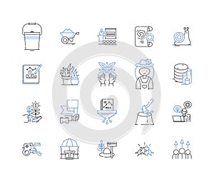 Legal profession line icons collection. Justice, Barrister, Advocate, Litigator, Attorney, Solicitor, Trial vector and