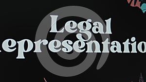 Legal Representation inscription on black background, graphic presentation. Legal concept