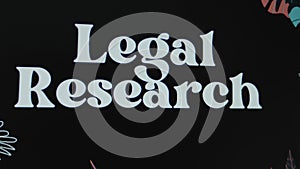 Legal Research inscription on black background, graphic presentation. Legal concept