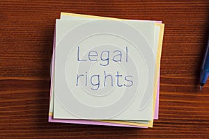 Legal rights written on a note