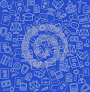 Legal services, blue background, seamless.