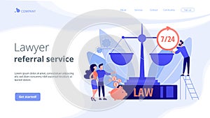 Legal services concept landing page