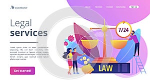 Legal services concept landing page