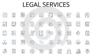 Legal services line icons collection. Retail, Outlet, Supermarket, Departmental, Convenience, Boutique, Hypermarket