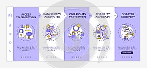 Legal services types onboarding vector template