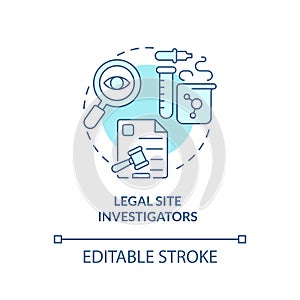 Legal site investigators turquoise concept icon