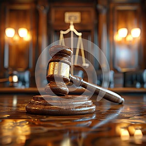 Legal system concept Gavel of judge in symbolic setting