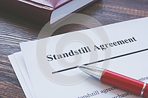 Legal term Standstill Agreement information and pen. photo
