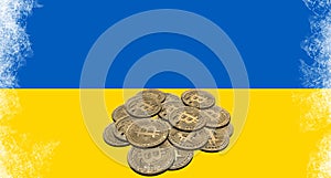 Legalization of cryptocurrencies in Ukraine, Bitcoin and Ukraine flag. Bitcoin in Ukraine