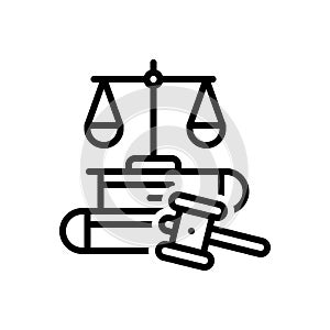 Black line icon for Legally, law and justice photo