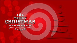 Legant chritmas banner with minimalistic christmas tree and red background Free Vector photo