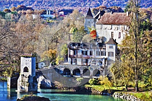 Legend Bridge seen from Sauveterre-de-Bearn medieval village