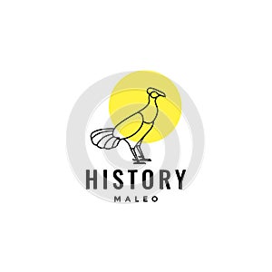 Legend history bird maleo line logo design vector