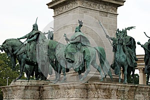 Legendary Chieftains of Hungarians, at the Millennium Monument, Budapest, Hungary