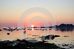 Legendary coast at sunrise, bretagne, france photo