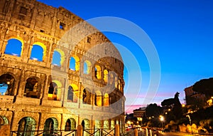 The legendary Coliseum at night , Rome, Italy