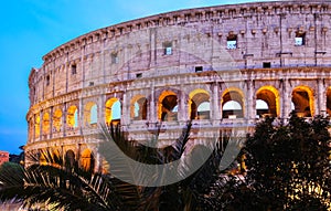 The legendary Coliseum at night , Rome, Italy