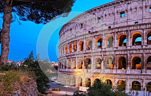 The legendary Coliseum at night , Rome, Italy