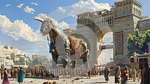 Legendary Deception: Trojan Horse at Ancient Troy Gates