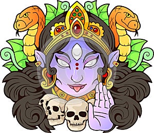 Legendary indian goddess kali, illustration, design