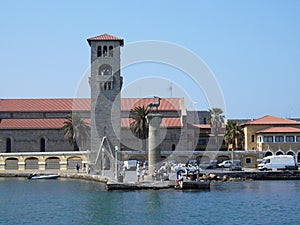 The legendary Mandraki harbour of Rhodes Greece