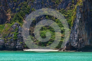 The legendary Maya Bay beach without people where the film \