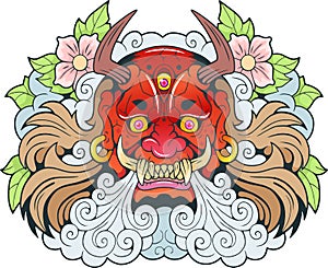 Legendary mythological ancient japanese demon Oni, design, illustration photo