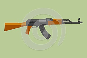 Legendary soviet assault rifle vector illustration. AK-47 line art. War machine gun