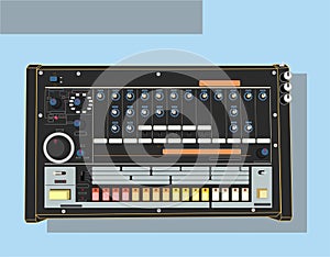 Legendary synthesizers in vector. Groove box, drum machine and synthesizer. photo