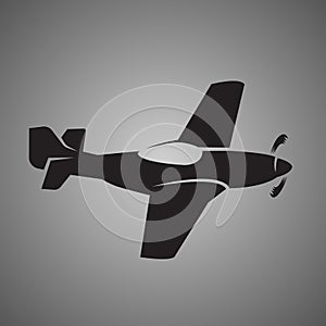 Legendary WWII american fighter aircraft vector icon.