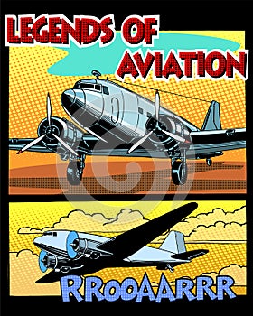 Legends of aviation abstract retro airplane