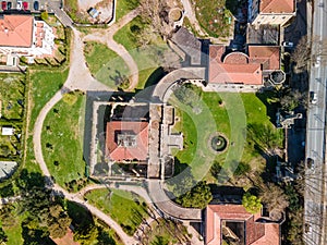 Leghorn, Italy. Overhead aerial view of ancient thermal spring. Fonti del Corallo Park