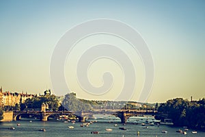 Legion Bridge is granite bridge on Vltava river in Prague