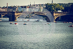 Legion Bridge is granite bridge on Vltava river in Prague