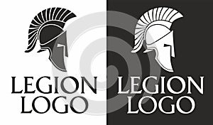 Legion logo. Stylish silhouette of a Greek ancient helmet