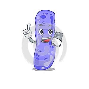 Legionella cartoon in character speaking on phone