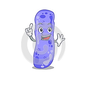 Legionella mascot character design with one finger gesture