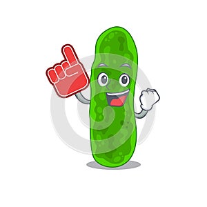 Legionella micdadei presented in cartoon character design with Foam finger