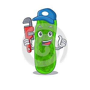 Legionella micdadei Smart Plumber cartoon character design with tool