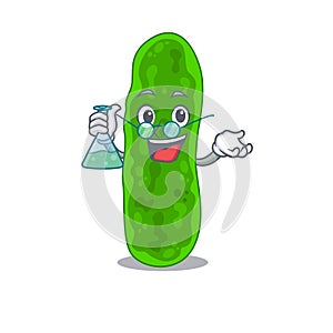 Legionella micdadei smart Professor Cartoon design style working with glass tube