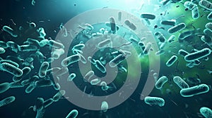 Legionella pneumophilia bacteria in water, causing Legionnaires\' disease, medically 3D illustration, generative AI photo