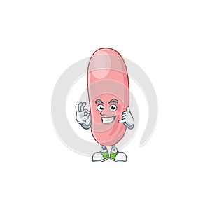 Legionella pneunophilla mascot cartoon design make a call gesture