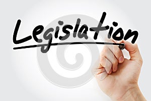 Legislation text with marker, business concept
