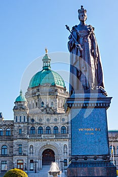 Legislative Buildiing Queen Statue Victoria Canada photo