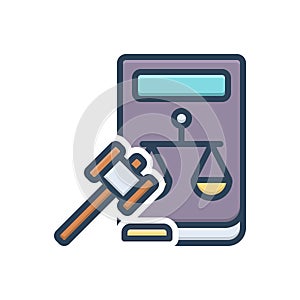 Color illustration icon for Legitimate, hammer and document photo