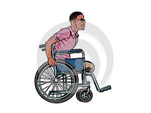 Legless african man disabled veteran in a wheelchair photo