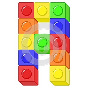 Lego Alphabet English letter A blocks in coloring modern style drawing
