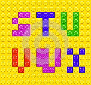Lego blocks alphabet 4 design vector illustration