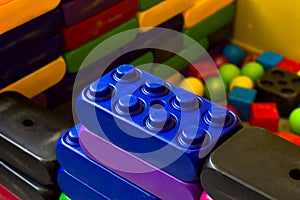 Lego blocks on the children`s playgroud. photo